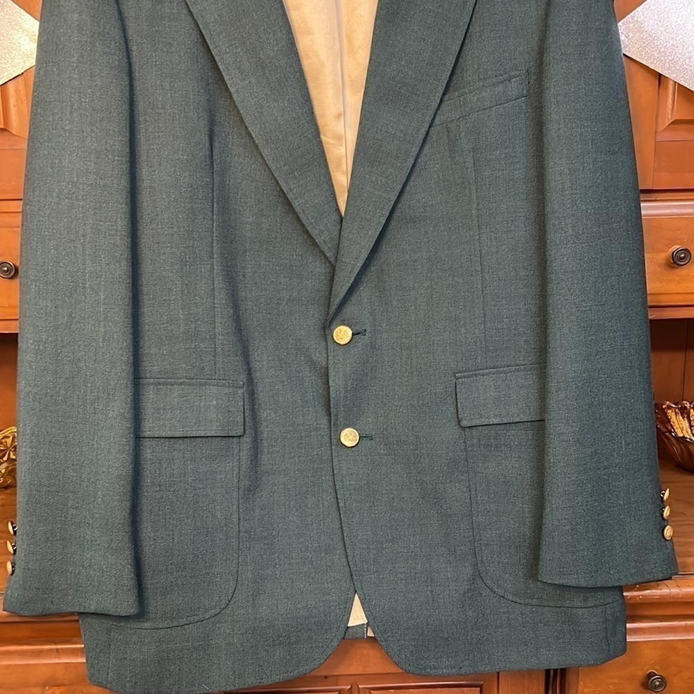 Stafford Sports Coat Vintage Teal Blue Green Wool Blend Blazer Jacket - Picture 4 of 9
